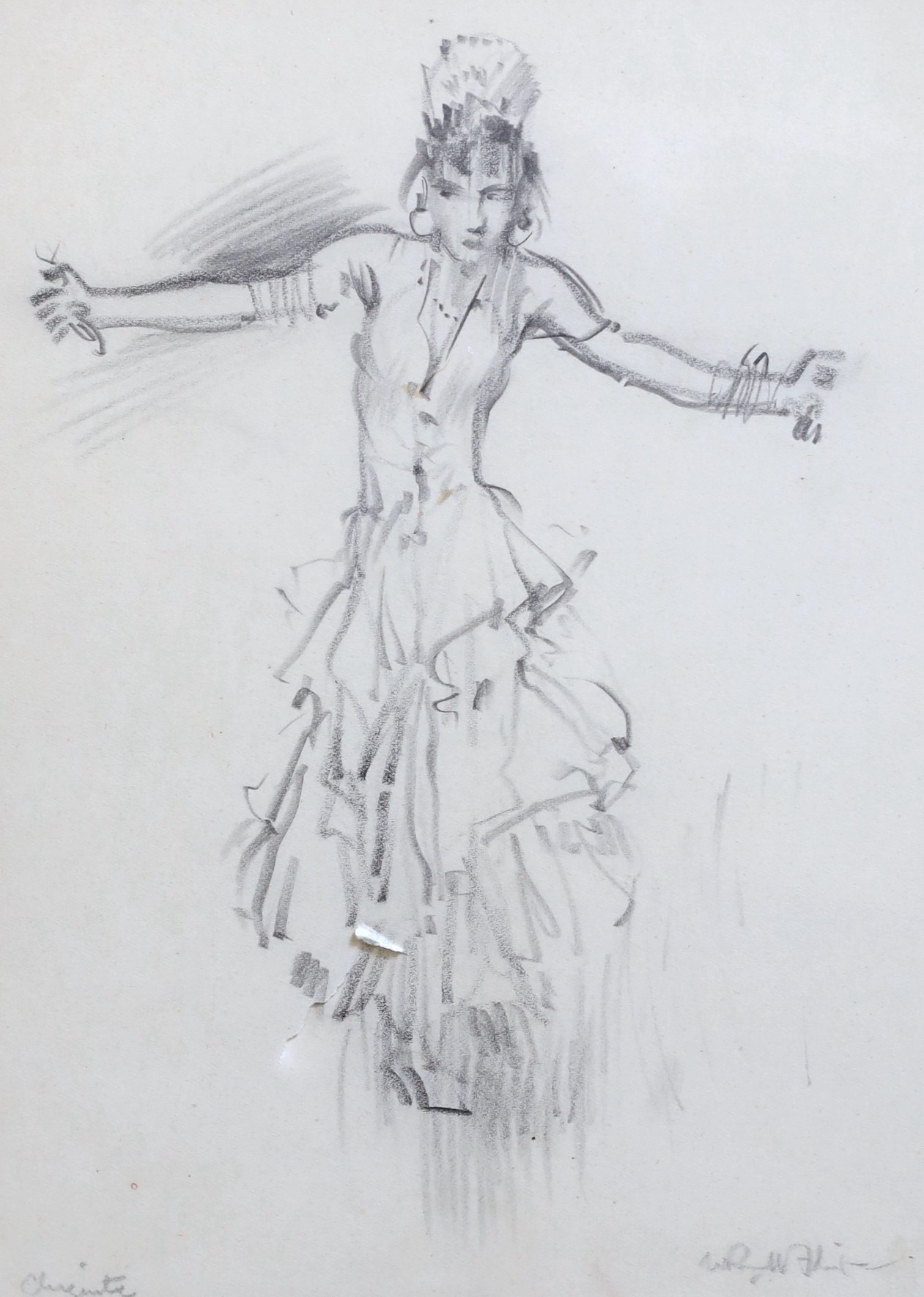 Sir William Russell Flint (1880-1969), 'Chiquita', pencil on paper, 22 x 17cm